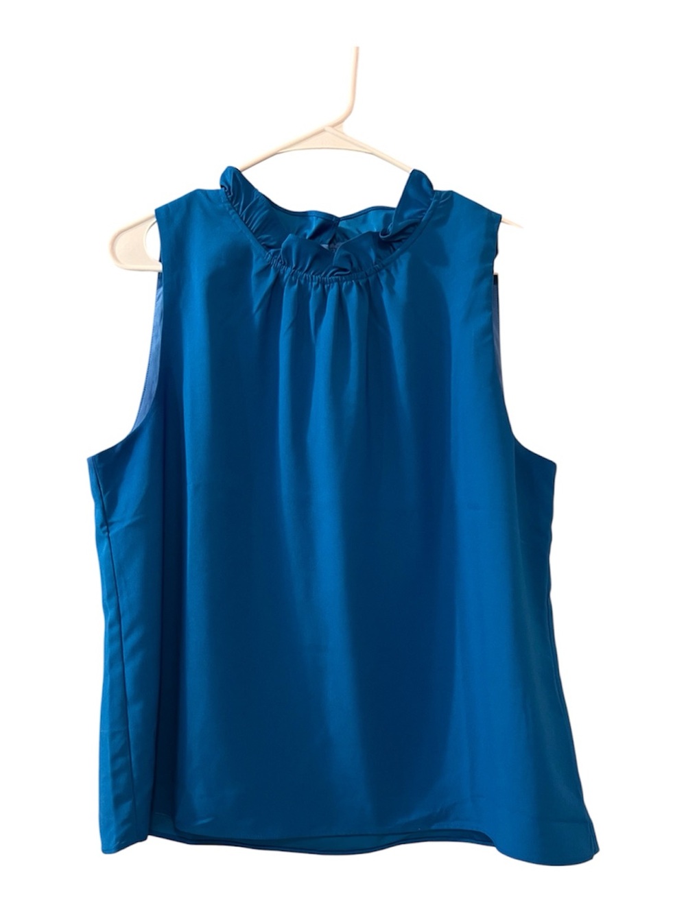 LIKE NEW - JCrew Factory Sleeveless Ruffle Collar Blouse - Size L, Cobalt